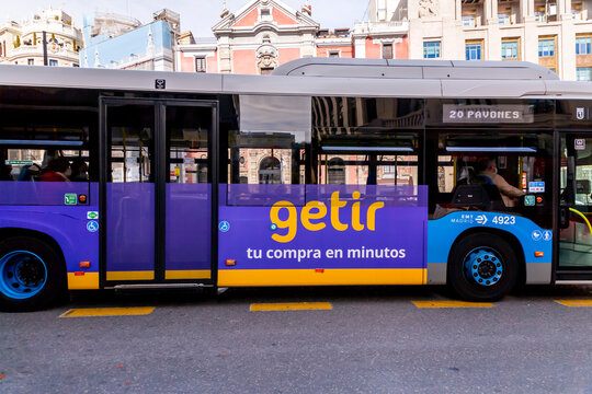 Outdoor advertisement of Getir company in Madrid, Spain