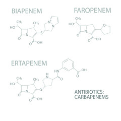Obraz premium Antibiotics (carbapenems) molecular skeletal chemical formula.