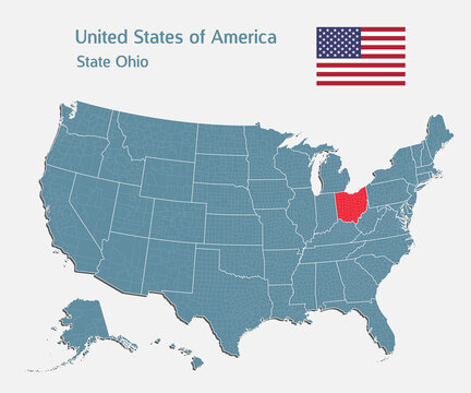 Vector map country USA and state Ohio