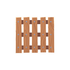 Wooden pallet beige, brown, top view, vector flat illustration on a white background.