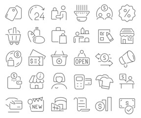 Shopping and store line icons collection. Thin outline icons pack. Vector illustration eps10
