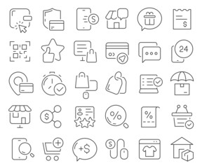 Fototapeta E-commerce and online shopping line icons collection. Thin outline icons pack. Vector illustration eps10 obraz