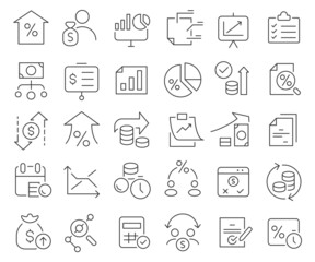 Tax and report line icons collection. Thin outline icons pack. Vector illustration eps10