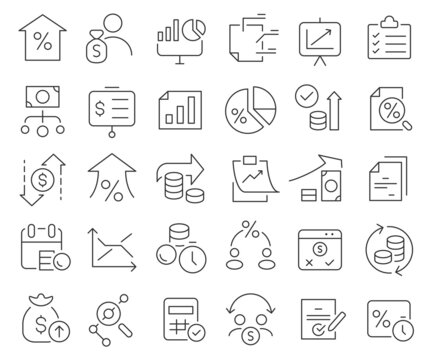 Tax and report line icons collection. Thin outline icons pack. Vector illustration eps10
