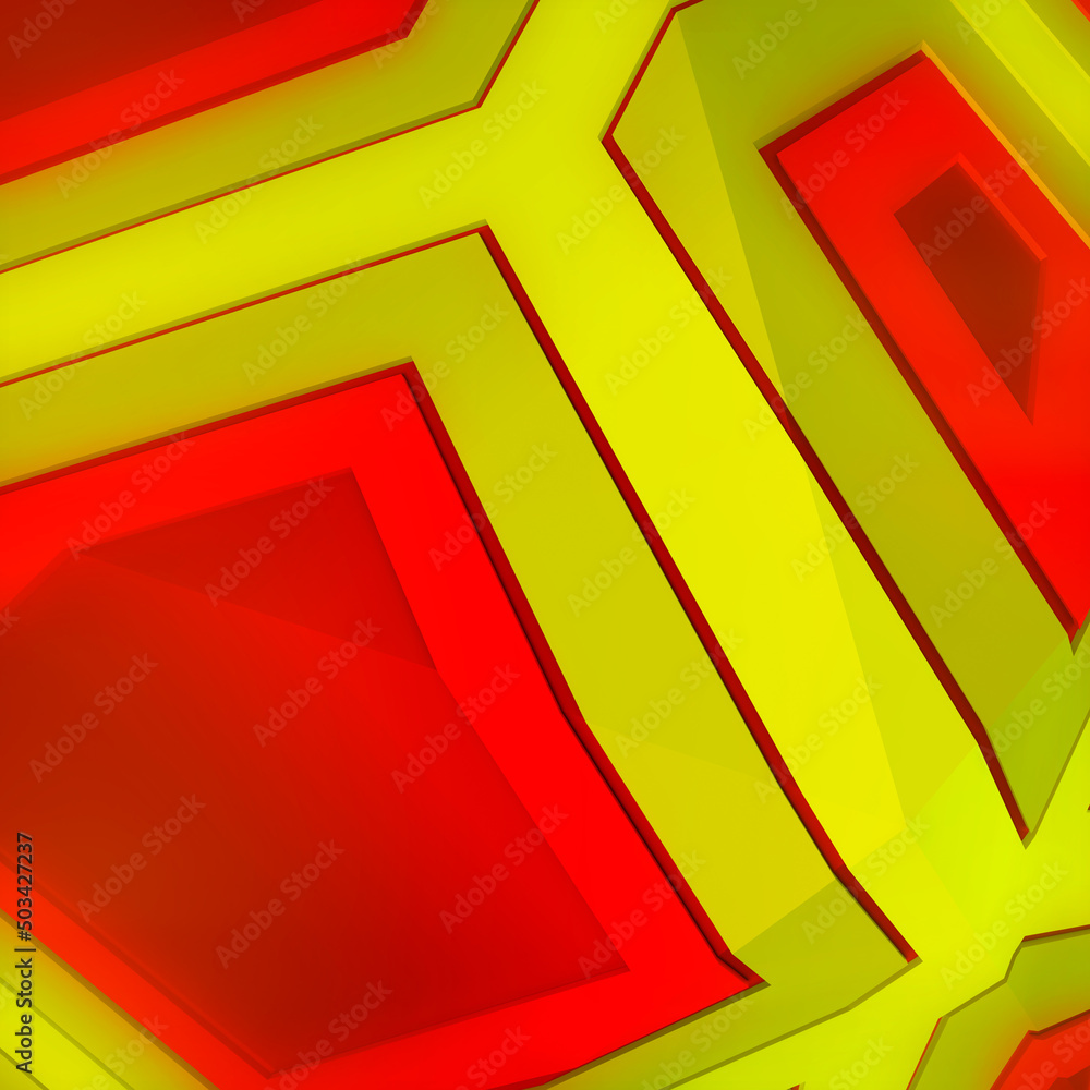 Poster 3d rendering digital illustration of geometric shape with trendy gradient. Abstract art minimal concept