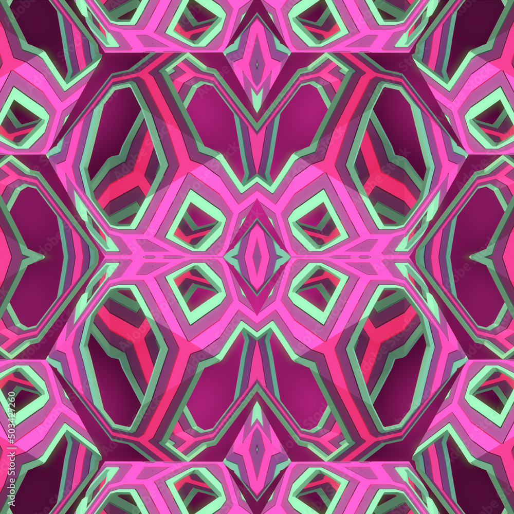 Leinwandbilder Multi-color fantasy object 3d rendering digital illustration. Bright abstract background
