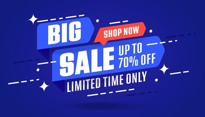 Up to 70 percent off price discount big sale promo banner