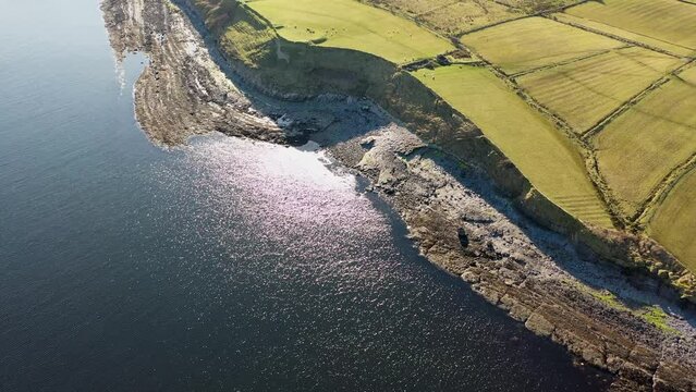Aerial view of the Ballysaggart Ringfort at St Johns Point in County Donegal - Ireland.