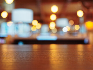 Table top Cafe Restaurant interior Blur background