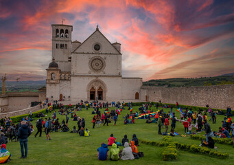 Park of the basilica of Assisi - obrazy, fototapety, plakaty
