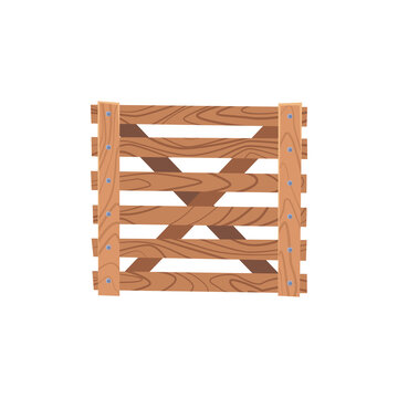 Angle View Of Wood Pallet Fortified With Cross In Flat Vector Illustration