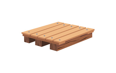 Wood tray or pallet for cargo shipping with angle side view, flat vector illustration isolated on white background.