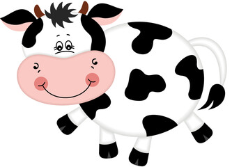 Cute happy baby cow isolated