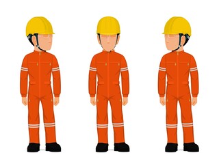 set of standing worker on white background