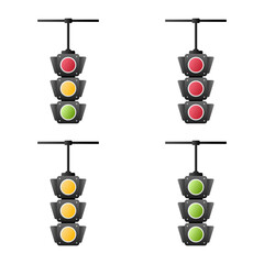 Set of traffic light signal with red, yellow and green color, Flat design and vector of traffic light icon.