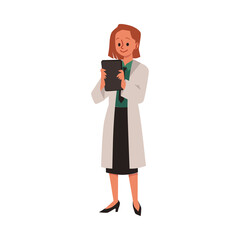 Electronic health records concept with cartoon woman in vector illustration