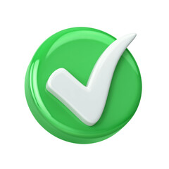 Green check mark. Approval sign isolated on white. Clipping path included