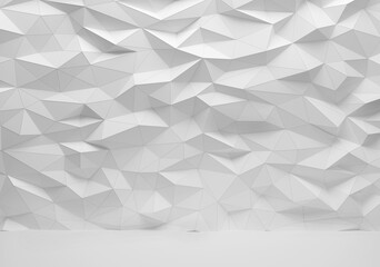 White low poly wall texture background 3d render - obrazy, fototapety, plakaty