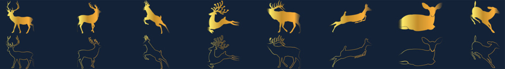 deer silhouette Collection of wild animals, cartoon deer's on background. Vector illustration
