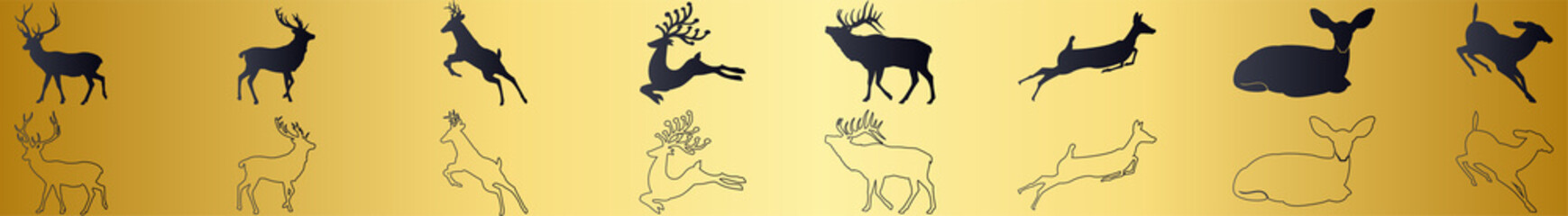 deer silhouette Collection of wild animals, cartoon deer's on background. Vector illustration