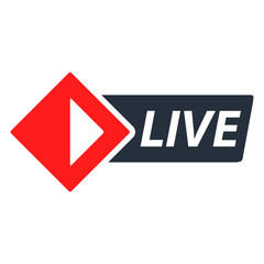 Live streaming icon.Button for broadcasting.Isolated on white background. Vector flat illustration.