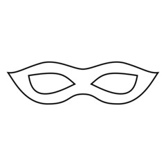 Venetian painted carnival facial masks for a party.Isolated on white background. Outline vector illustration.