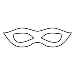 Venetian painted carnival facial masks for a party.Isolated on white background. Outline vector illustration.