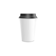 Paper disposable cup for takeout drinks, realistic vector illustration isolated.