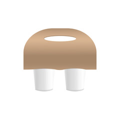 Disposable holder with coffee cups realistic vector illustration isolated.