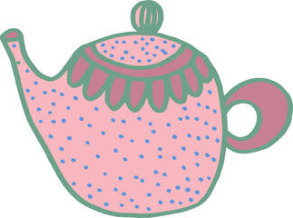 teapot cartoon vector isolated dotted