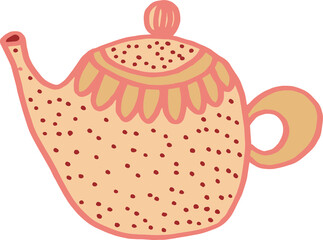teapot cartoon vector isolated dotted