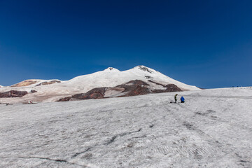 View of Elbrus height 4000 meters Russia Caucasus - obrazy, fototapety, plakaty