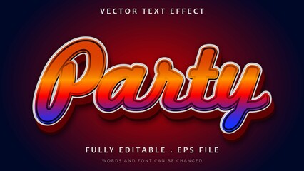 3d Gradient Colorful Word Party Editable Text Effect Design