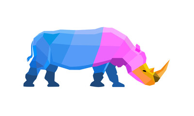 rhino vector, colorful  low poly  rhinoceros