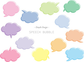 シンプルなカラフル枠線吹き出しフレームセット