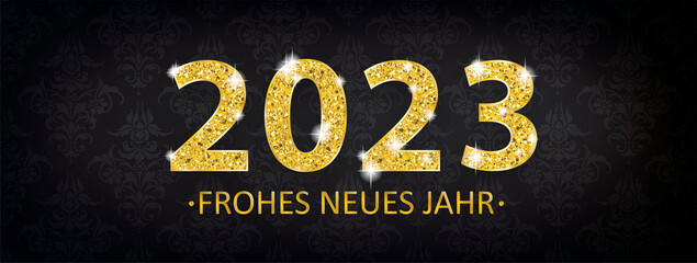 Header Black Wallpaper Ornaments 2023 Neues Jahr - obrazy, fototapety, plakaty