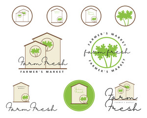 Organic and natural food, healthy food and farm fresh product, organic logos, icon, badges and stickers collection for food and drink market e-business.