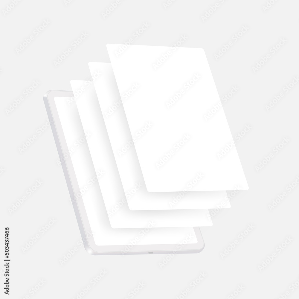 Aufkleber clay tablet mockup with web pages. concept for showing apps screenshots. vector illustration