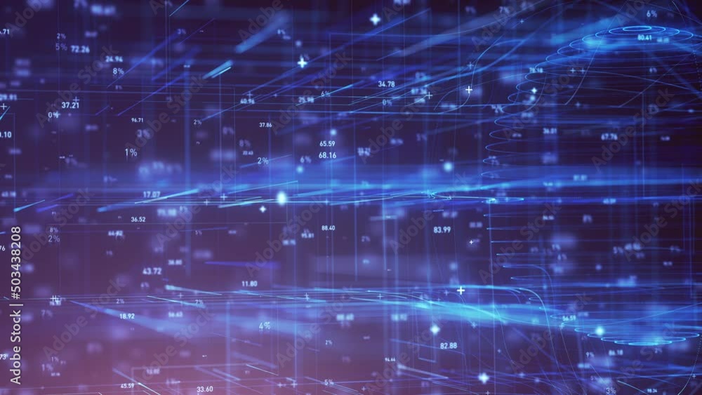 Aufkleber big data digital business hitech background/ 4k animation of an abstract digital data business techn