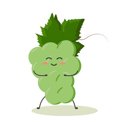 cute cheerful green grapes in the style of kawaii