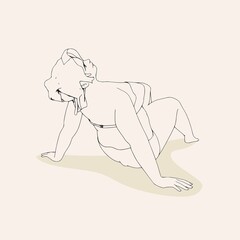 Beautiful plus size woman wearing underwear or swimsuit. Body positive concept. Relaxing attractive overweight girl. For Fat acceptance movement.