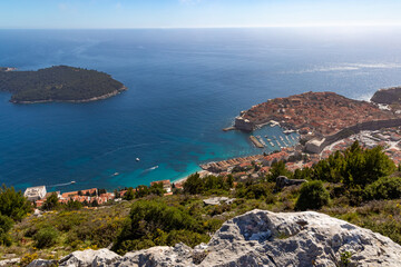 Fototapeta na wymiar Aerial view of the old town Dubrovnik in Croatia. Sunny day.