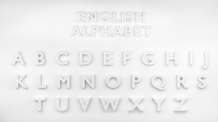 Stone tablet with the English alphabet. 3d illustration