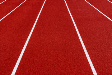 Fototapeta premium Empty treadmill in red