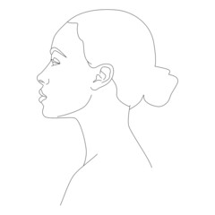 Female Drawing . The Concept Of Fashionable Minimalism. Drawing Of Female Beauty. Vector Illustration. The face is one line. A woman's face. Portrait of minimalism.