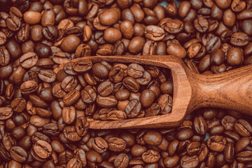 Coffee spoon and coffee beans