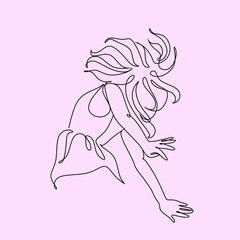 Continuous line drawing of a woman dancing. Contemporary Dancing woman. Sexual feminine poses