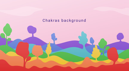 Seven chakra colors background. Chakra colors in order. Vector illustration