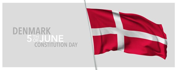 Denmark constitution day greeting card, banner with template text vector illustration