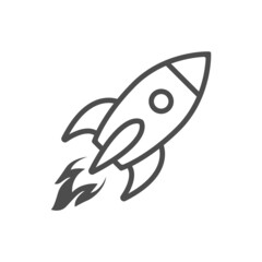 Vector icon of the rocket shuttle line. A symbol of a start-up business.